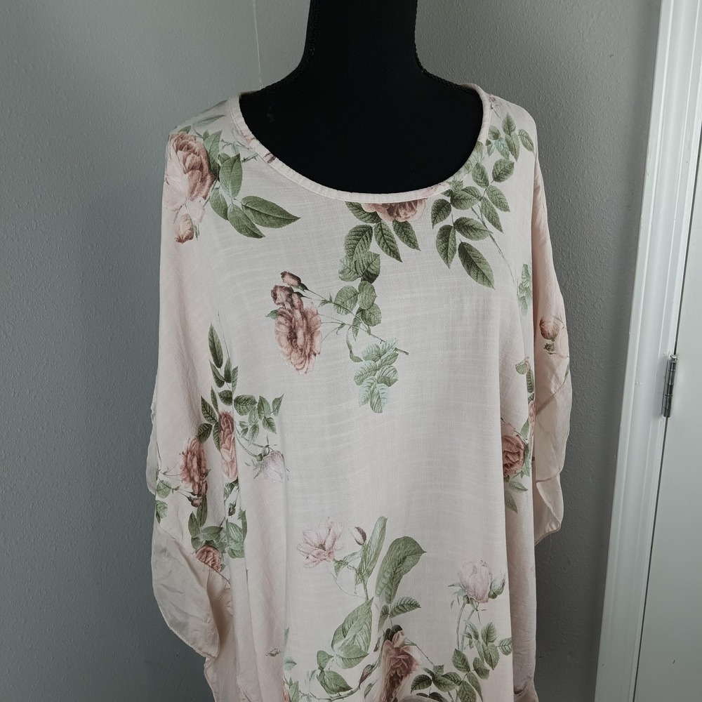 Tempo Paris Blouse Womens Small Floral Sheer Silk Cotton Tunic Top 7310 - Picture 2 of 14